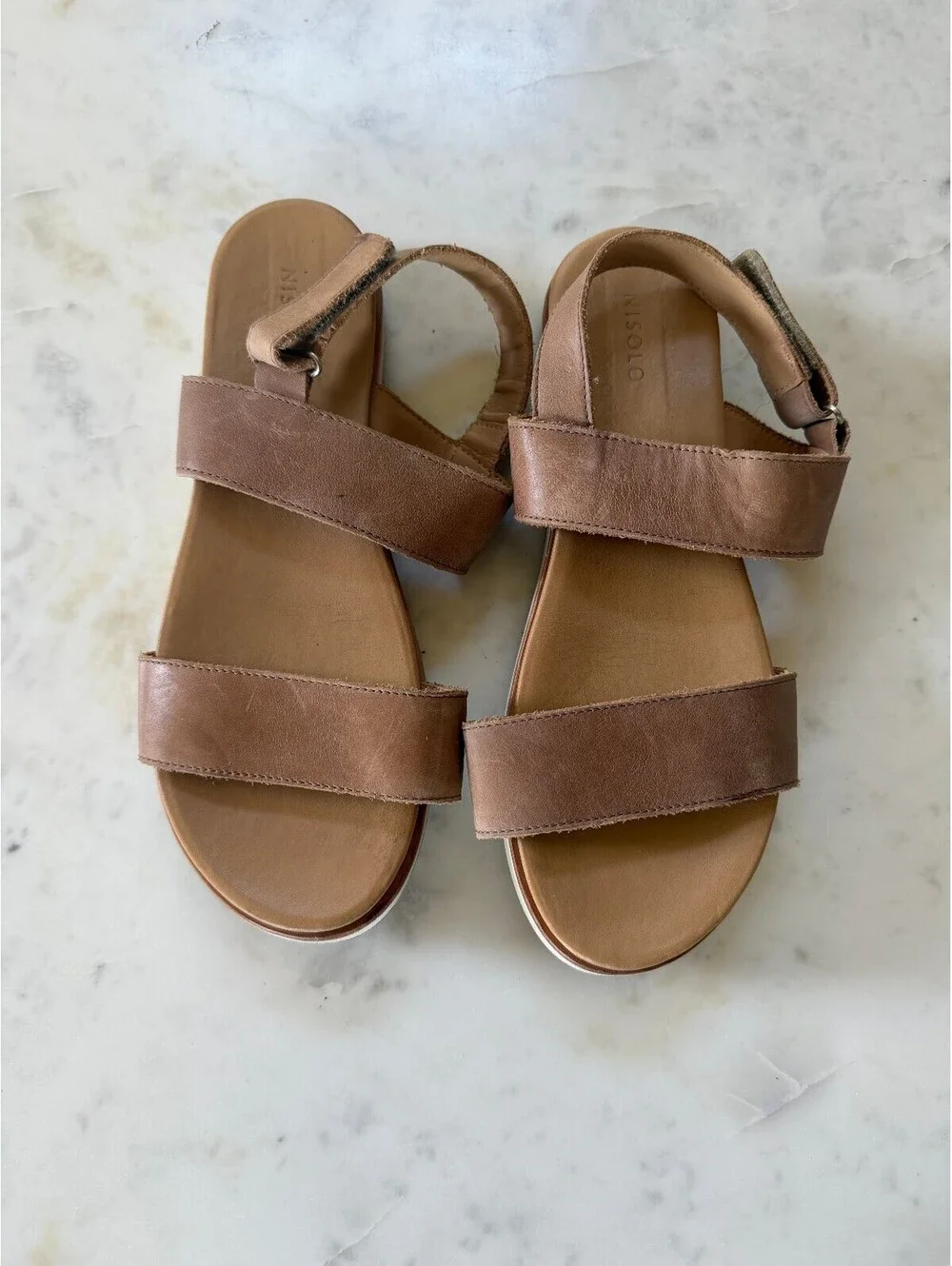 Nisolo Go-To Flatform Sandals in Almond - Size 9